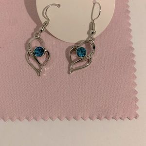 925 Sterling Silver Heart Shape in Blue Zirconia and Blue Butterfly pendant.